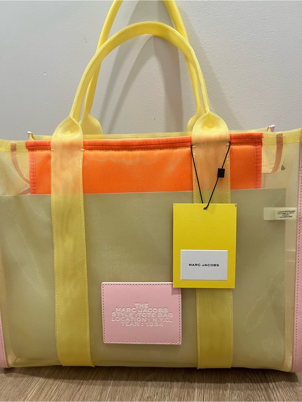 Marc Jacobs Yellow Tote with Pink Trim and Logo - Picture 5 of 14
